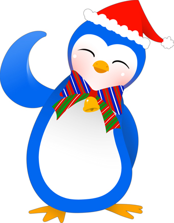 Clip Art Of A Happy Penguin Sporting A Colorful Tie And Wearing A Red    
