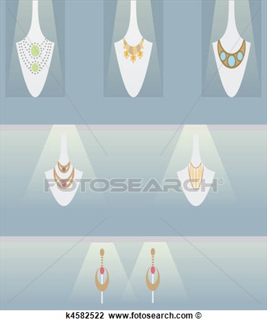 Clip Art Of Jewellery Display K4582522   Search Clipart Illustration