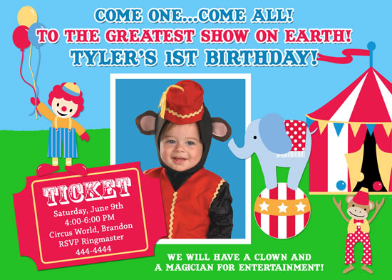 Details About Carnival Circus Clown Magician Birthday Invitations
