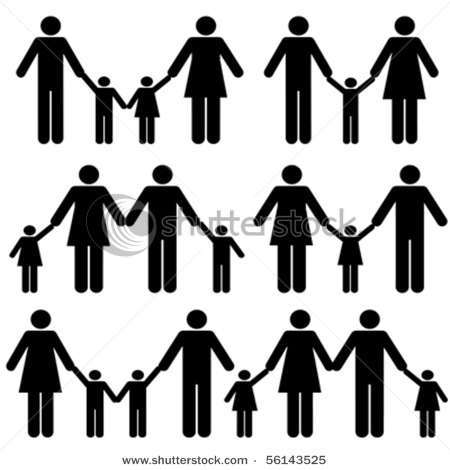 Families With Father Mother And Children   Vector Clip Art    