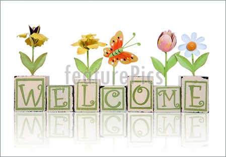Garden Themed Welcome Sign With Butterfly And Flowers