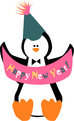 Happy New Year Banner Penguin Clip Art