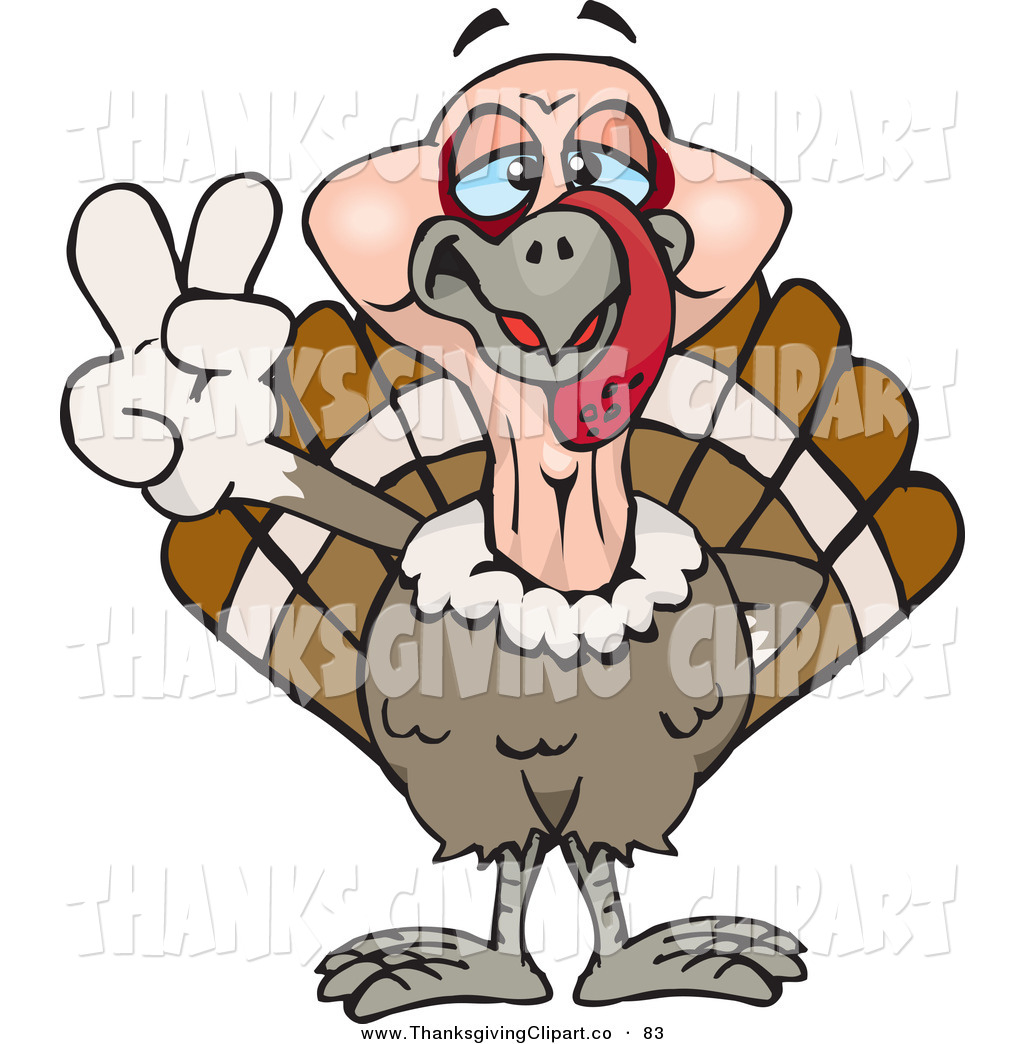 Larger Preview  Vector Clip Art Of A Peaceful Turkey Bird Smiling And