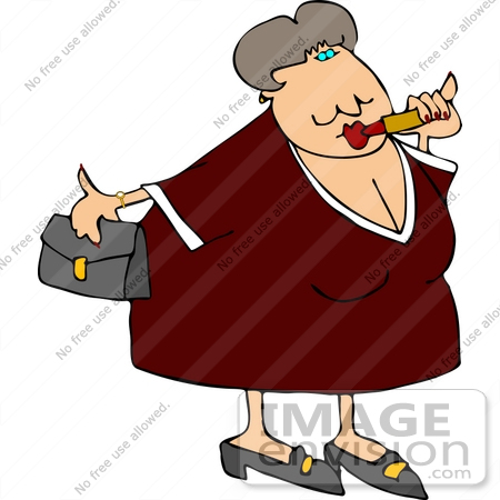 Middle Aged Caucasian Woman Applying Red Lipstick Clipart    15014 By