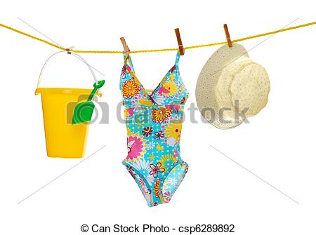 Photo Of Beach Wear And Toys Clothes Line   Isolated Baby Girls Beach