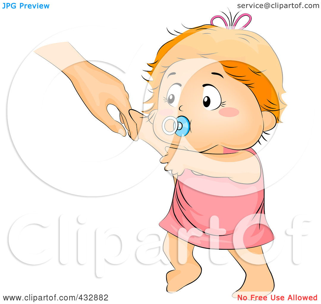 Royalty Free  Rf  Clipart Illustration Of A Baby Girl Holding A Hand