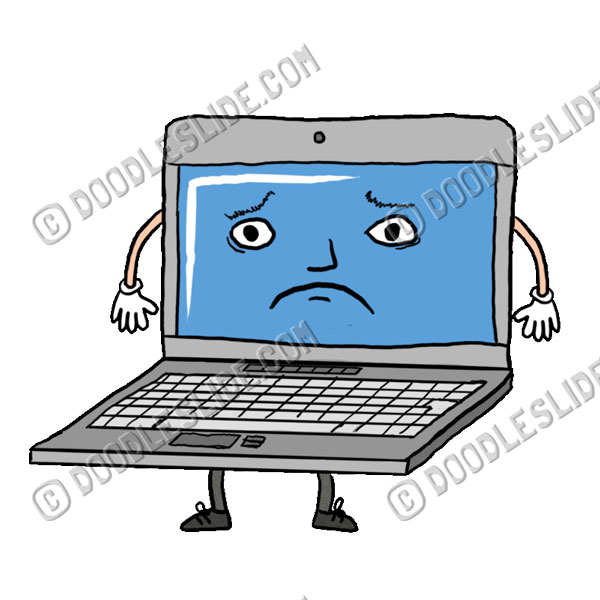 Sad Laptop   Clip Art   Powerpoint Templates   Doodleslide