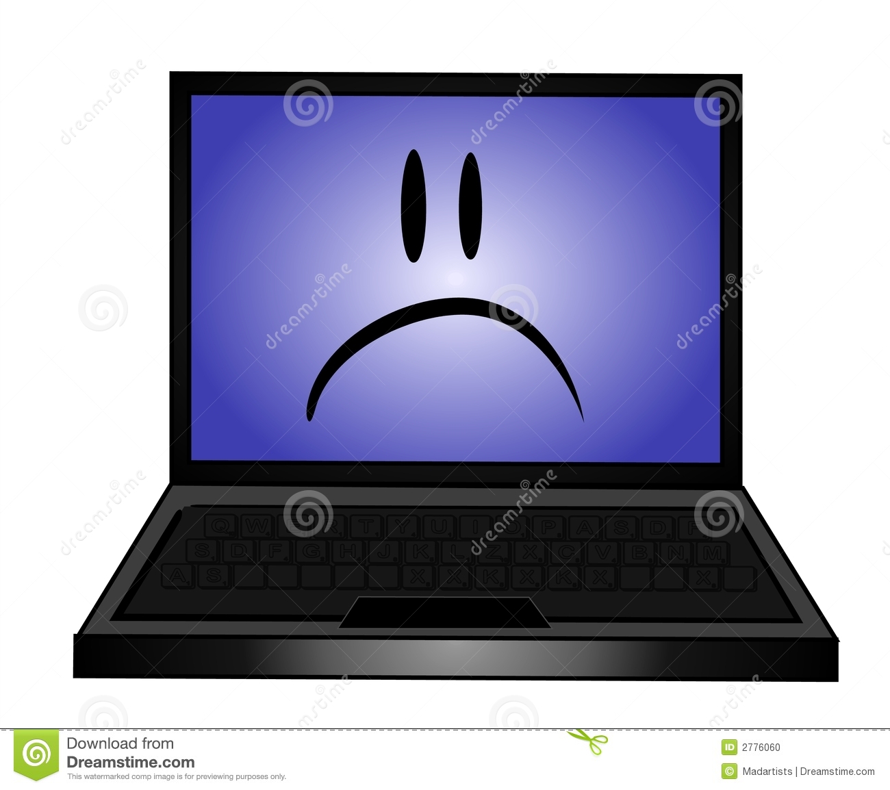 Sad Laptop Computer Clip Art Stock Photo   Image  2776060