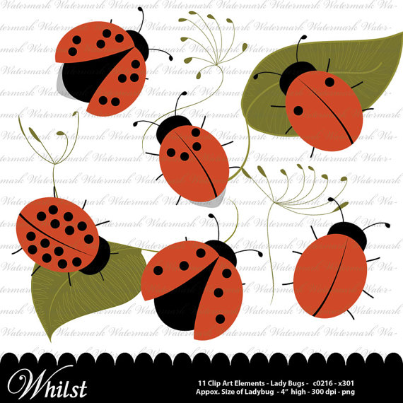Sale Clip Art Ladybug Digital Red And Black Bug Clipart Garden Theme