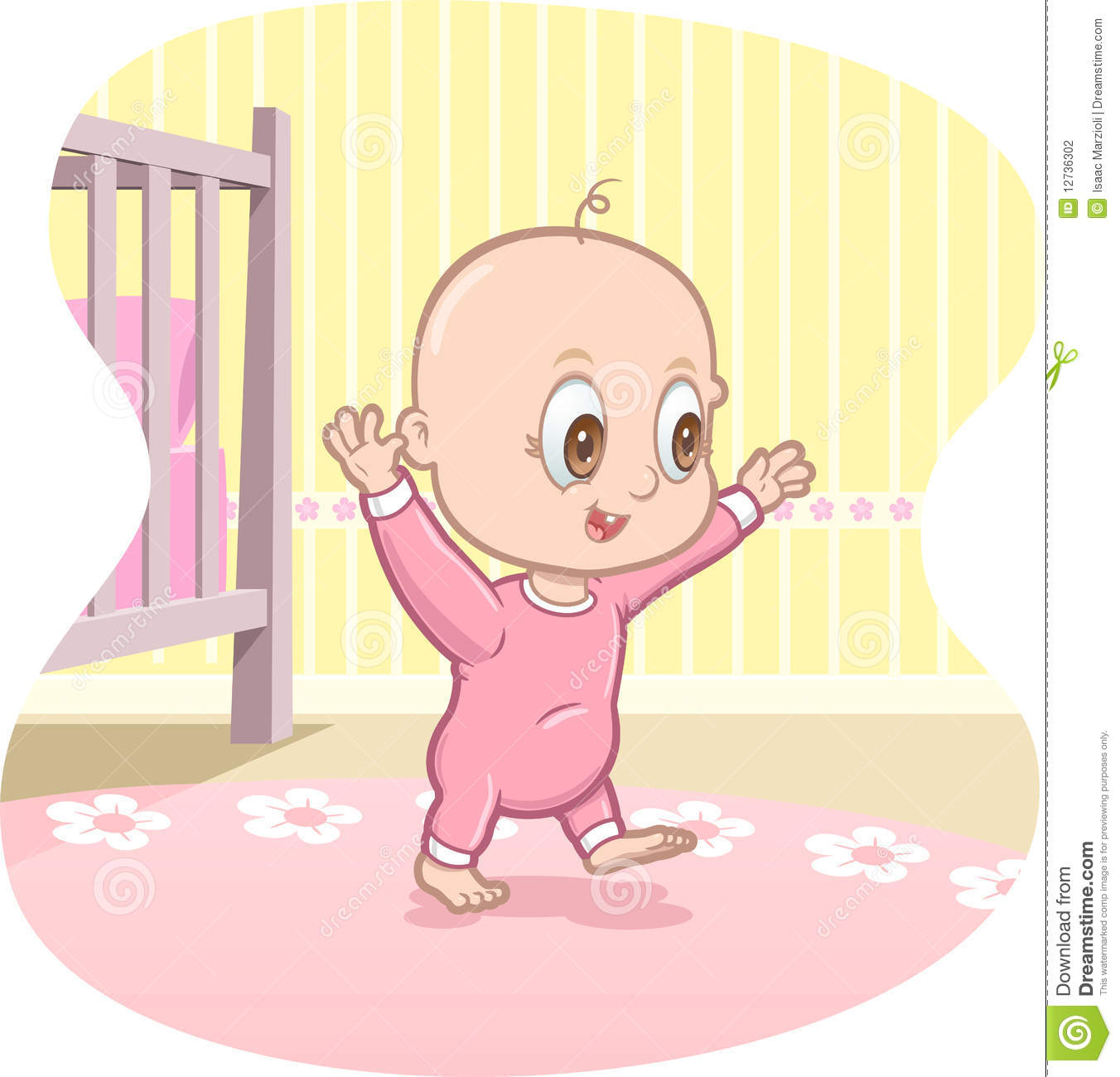 This Is A Vector Illustration Of A Baby Learning How To Walk