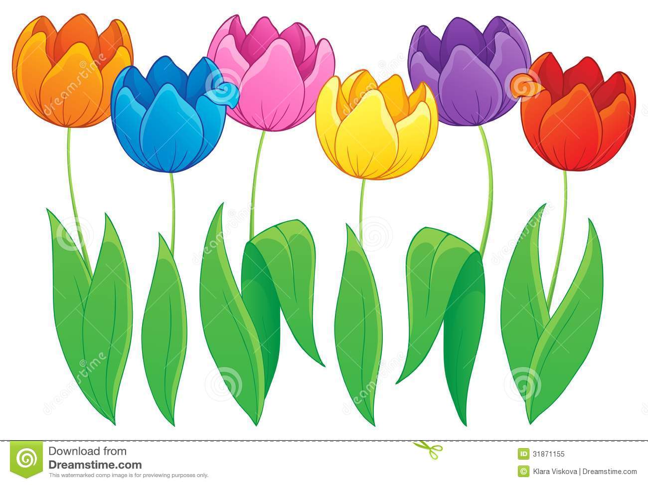 Tulip Garden Clip Art Image With Tulip Flower Theme