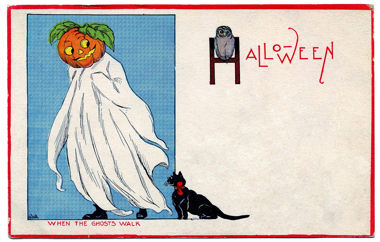Vintage Halloween Clip Art   Pumpkin Head Ghost