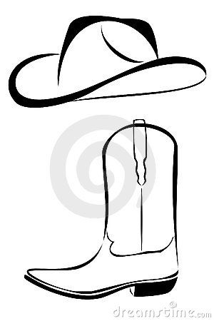 Western Black And White Clip Art   Tribal Cowboy Hat And Boot Royalty    
