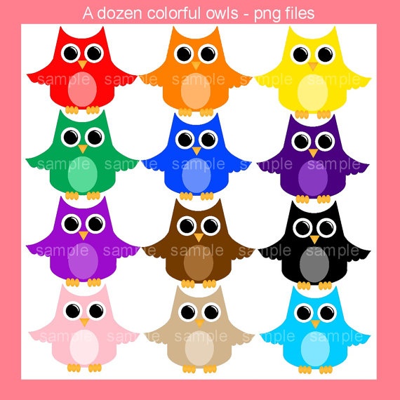 Dozen Whimsical Owls Clip Art Set   Whimsical Owls   Pinterest