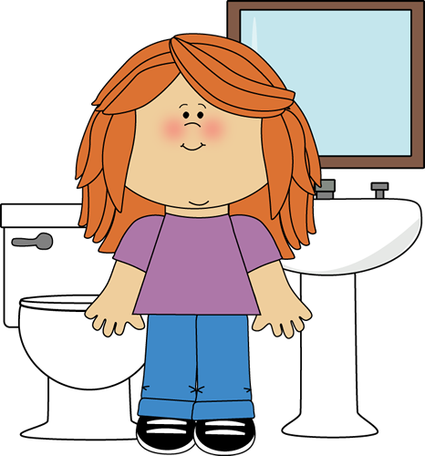 Girl Bathroom Monitor Clip Art Image   Girl Standing In A Bathroom