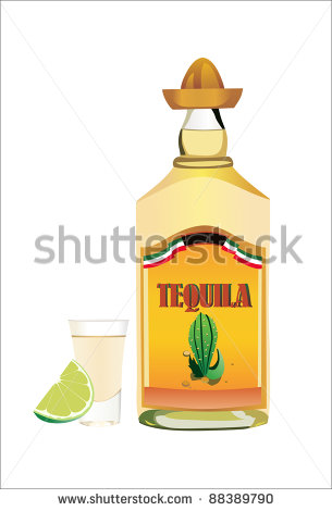 Tequila Clipart Black And White Tequila Bottle With Cup And