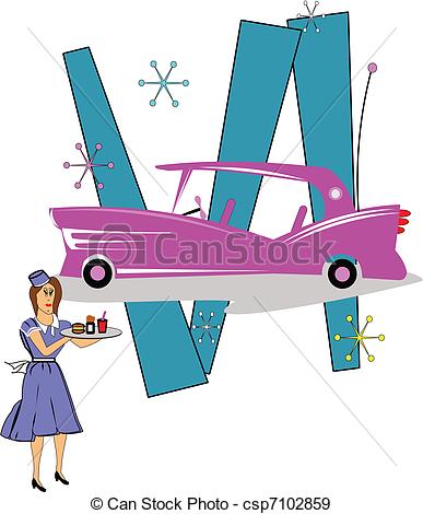 Vector   Rosa Caddie Carhop   Stock De Ilustracion Ilustracion