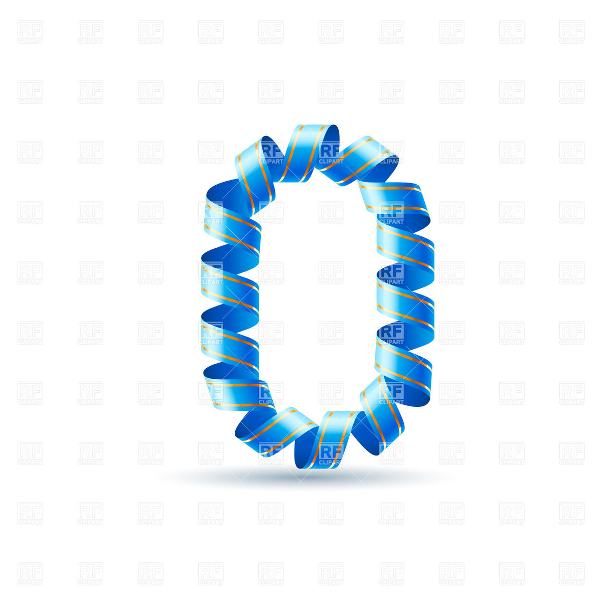 Zero Made Of Blue Paper Streamer Download Royalty Free Vector Clipart    