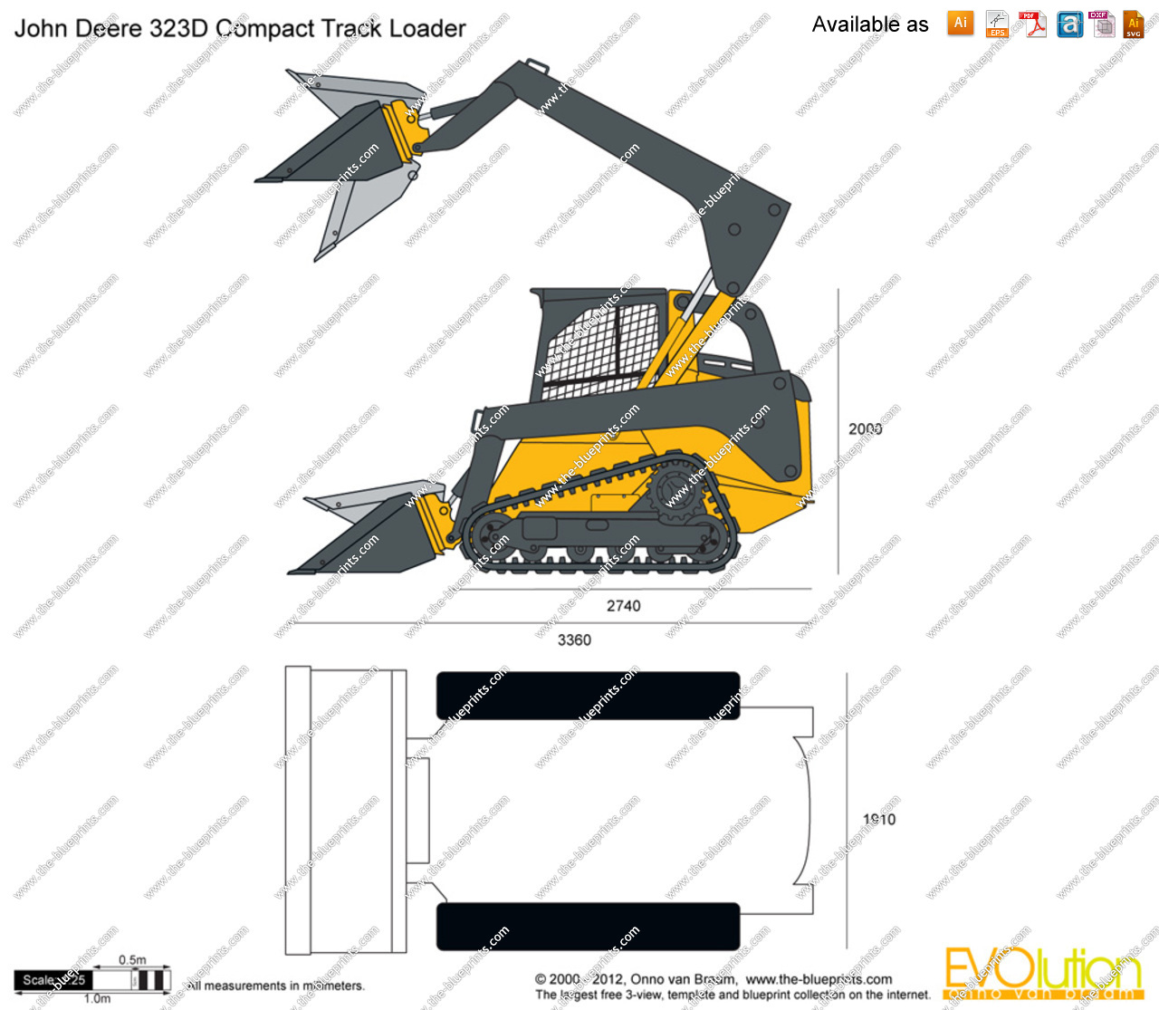     Blueprints Com   Vector Drawing   John Deere 323d Compact Track Loader