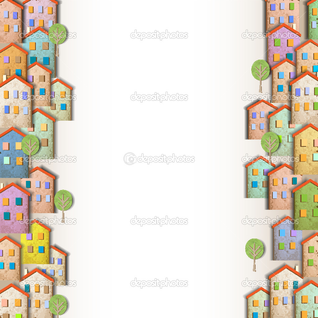 Borders Of Colorful Homes   Stock Vector   A R T U R  10166066
