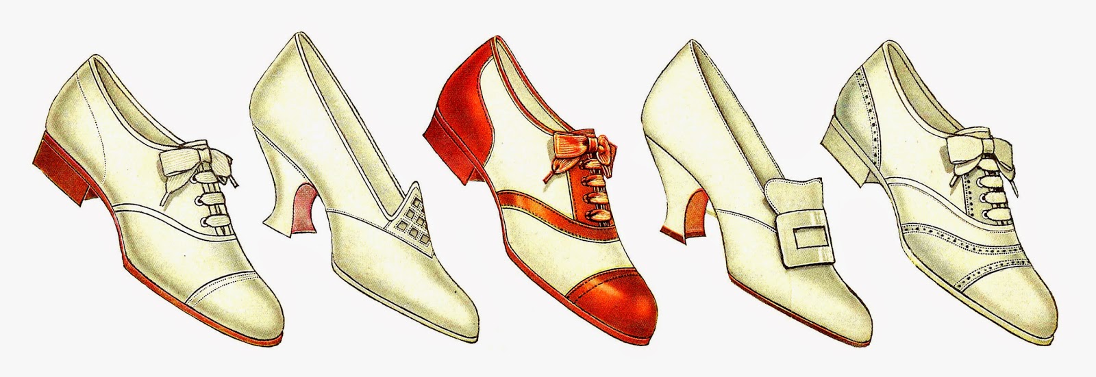 Clip Art  5 Vintage Women S Shoe Graphics Collage Sheet 1917 Fashion
