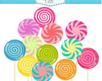Clip Art  Cute Lollipops Clip Art Pink Blue Green Yellow Candy