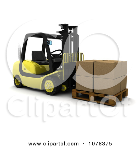 Clipart 3d Forklift Loaded With Boxes   Royalty Free Cgi Illustration