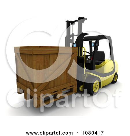 Clipart 3d Forklift Moving A Huge Christmas Present   Royalty Free Cgi
