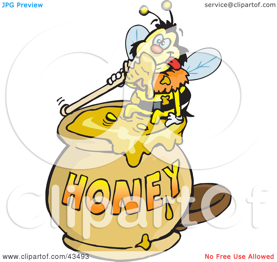 Clipart Illustration Of A Honey Bee Character Sitting On The Rim Of A
