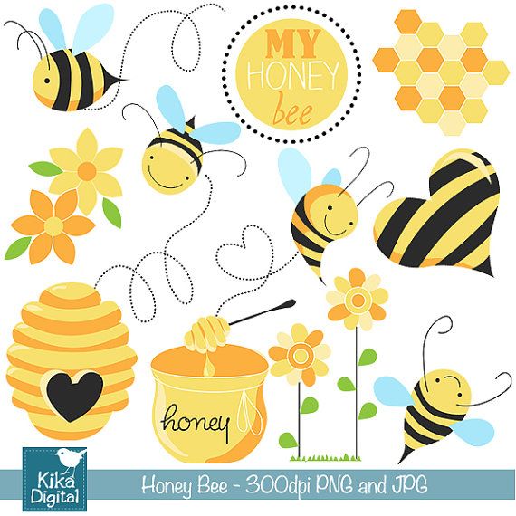 Honey Bee Digital Clipart   Scrapbooking  Card Design Invitations