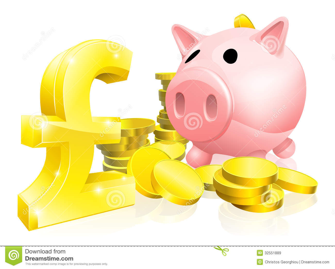 Illustration Of A Pink Piggy Bank With Lots Of Gold Coins And A Big