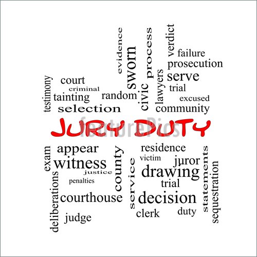 Jury Duty Word Cloud Concept In Red Caps Illustration  Royalty Free