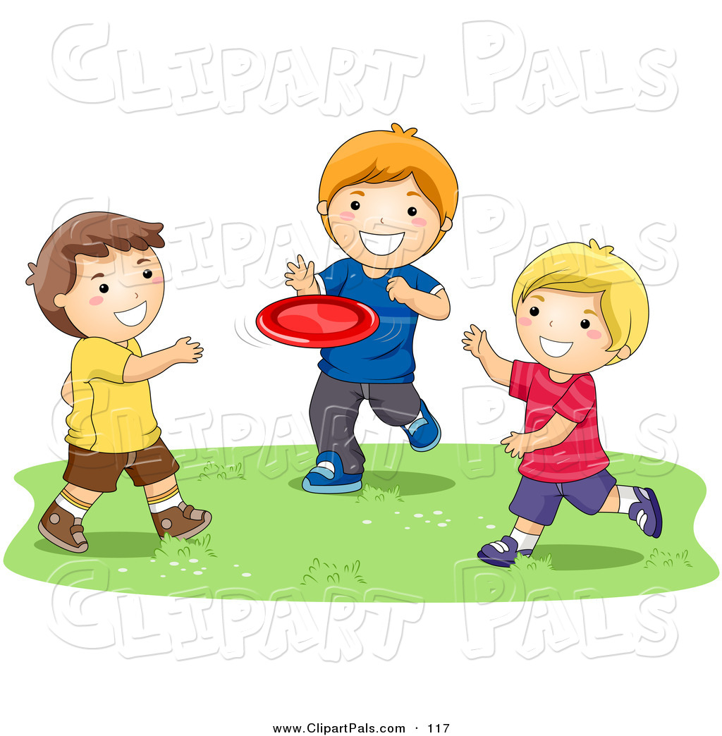 Of Happy Boys Playing With A Flying Disc Pair Of Happy Boys Playing