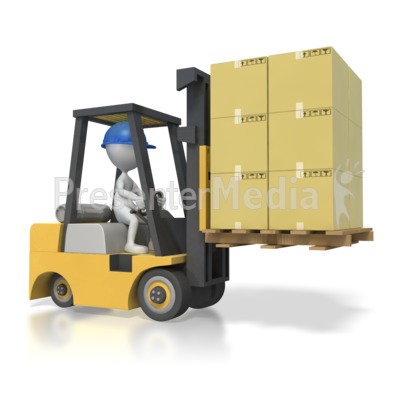 Stick Figure Driving Forklift With Boxes   3d Figures   Great Clipart