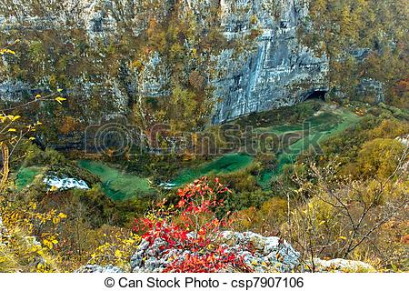 Stock Image Of Plitvice Lakes Canyon   Colorful River Aerial View