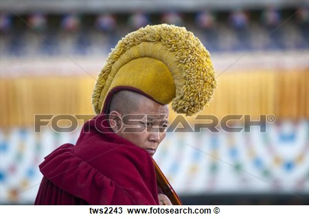Stock Photo Of Senior Yellow Hat Sect Tibetan Buddhist Monk Supervises