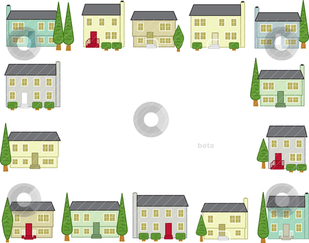 Suburban Houses Stock Vector Clipart Stylized Houses Found In Typical