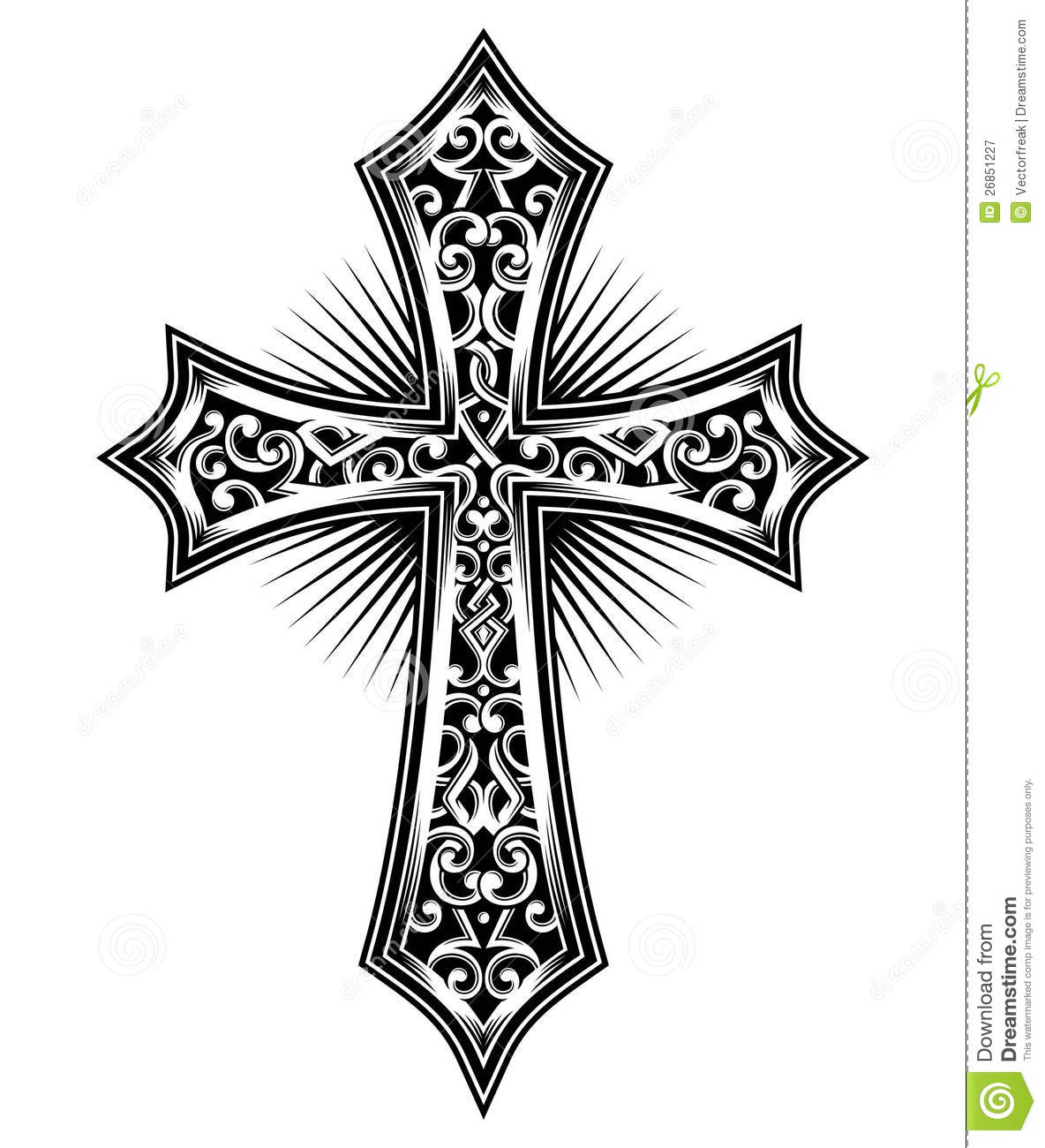 Vector Illustration Of Carved Cross Image Suitable For Printing On A