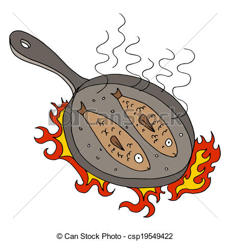 Vector Illustration Of Fried Fish   An Image Of Fish Being Fried