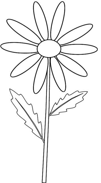 Yellow Daisy On Stem  Outline Clip Art Sketch To Colour L    Flickr