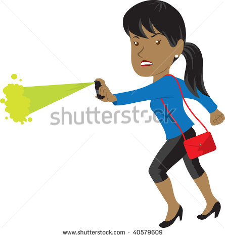 Clip Art Illustration Of A Woman Using Pepper Spray    40579609