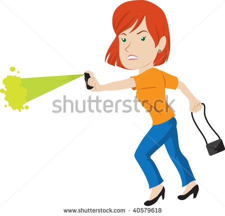 Clip Art Illustration Of A Woman Using Pepper Spray    40579618