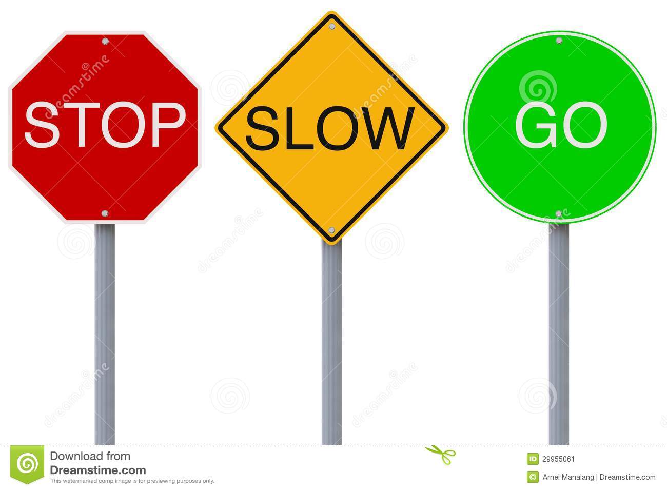 Colorful Stop Slow Go Road Signs