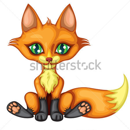 Cute Little Red Fox Sits Stretching Out His Foot And Wags Its A