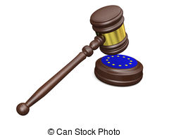 European Law   Gavel And Symbol Of European Union Isolated
