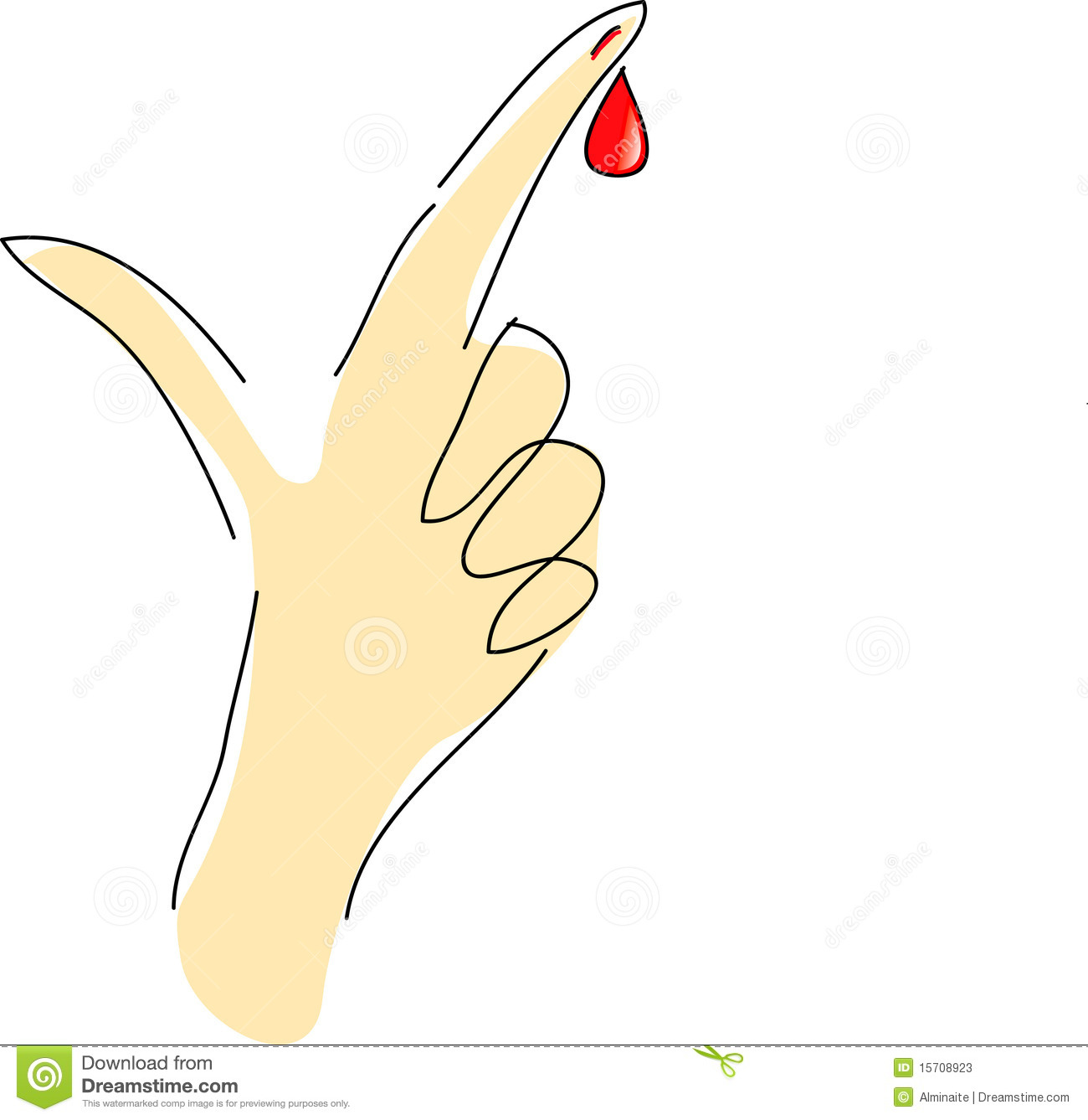 Free Hand Drawing Of A Blood Drop Falling From Injured Finger