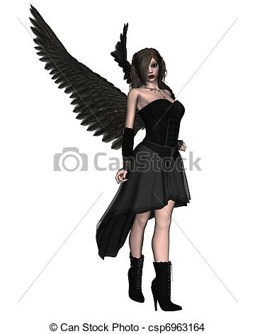 Gothic Angel With Pale Skin And Dark Hair    Csp6963164   Search Clip    