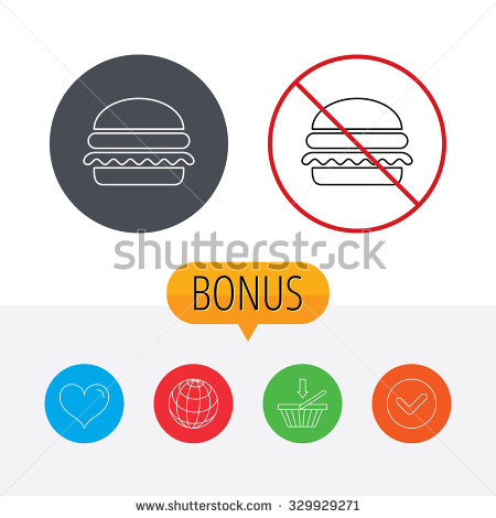Hamburger Icon  Fast Food Sign  Burger Symbol  Shopping Cart Globe