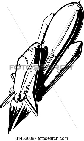 Lineart Space Shuttle Launch View Large Clip Art Graphic