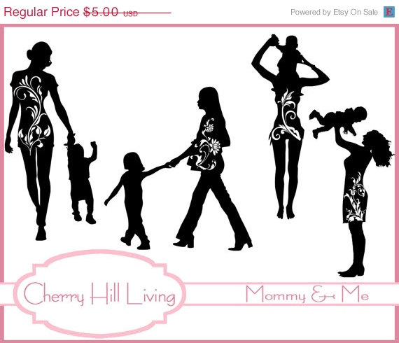Spring Sale Mommy And Me Clip Art Silhouette Clip Art Mom Clip Art    